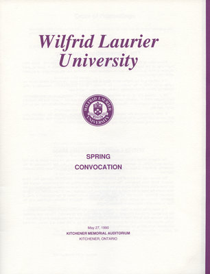 Wilfrid Laurier University spring convocation 1990 program