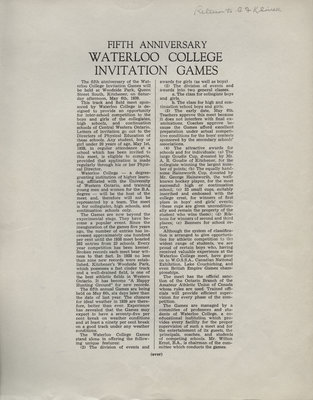 Waterloo College Invitation Games, 1939
