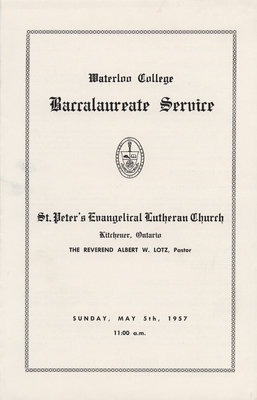 Waterloo College baccalaureate service program, 1957