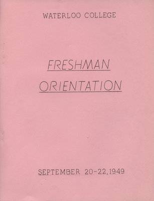 Waterloo College Freshman Orientation booklet, September 20-22, 1949