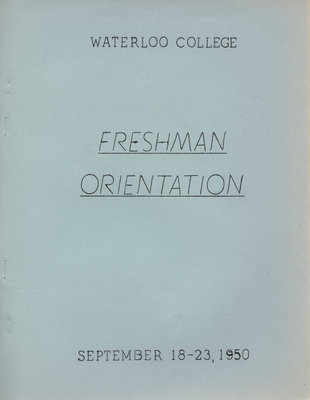 Waterloo College Freshman Orientation booklet, September 18-23, 1950