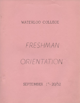 Waterloo College Freshman Orientation booklet, September 17-20, 1952