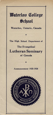 Waterloo College School announcement, 1925-26