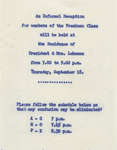 Freshmen class invitation to an informal reception, 1952