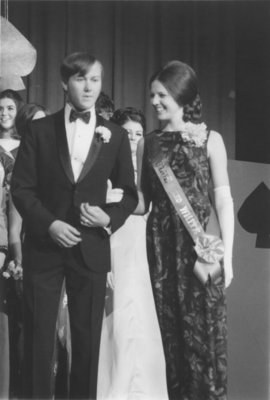Miss Canadian University Queen Pageant contestant and escort, 1970