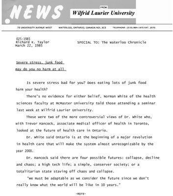 025-1985 : Severe stress, junk food may do you no harm at all