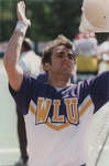 Cheerleader at Wilfrid Laurier University Homecoming game, 1997