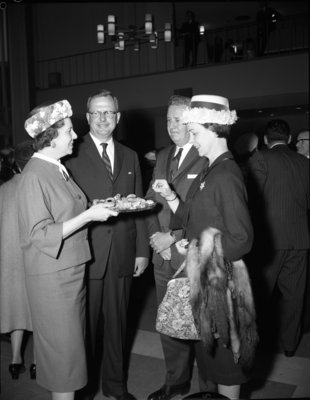 Harry and Dorothy Greb at the Waterloo Lutheran University spring convocation reception, 1963