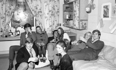 Waterloo Lutheran University women's residence Christmas party, 1970