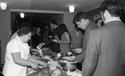 Waterloo Lutheran University women's residence Christmas party, 1970