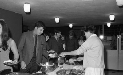 Waterloo Lutheran University women's residence Christmas party, 1970