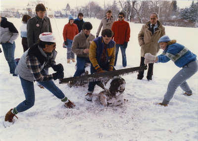 Log cutting at Winter Carnival 1985