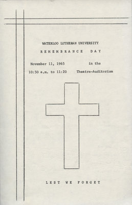 Remembrance Day Program, 1965