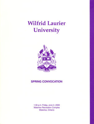 Wilfrid Laurier University spring convocation program, June 2, 2000