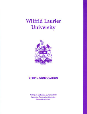 Wilfrid Laurier University spring convocation program, June 3, 2000