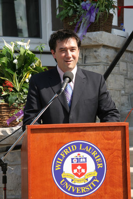 Bruce Arai at opening ceremony of Wilkes House Residence, Laurier Brantford