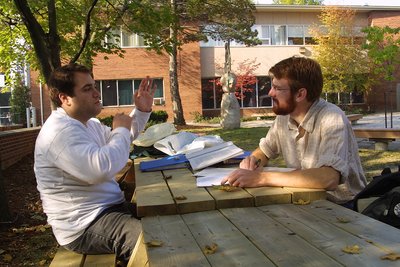 Two men on Wilfrid Laurier University campus