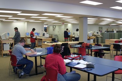 Students in the Wilfrid Laurier University Library