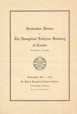 Graduation Service of the Evangelical Lutheran Seminary of Canada, 1952