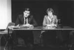 Marc Garneau and Roberta Bondar speaking at the University of Waterloo