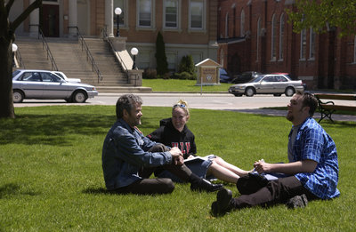 Leo Groarke and students in Victoria Park, Brantford, Ontario