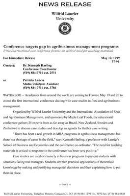 37-1999 : Conference targets gap in agribusiness management programs