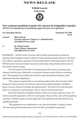 69-1999 : New contract positions Laurier for success in competitive market