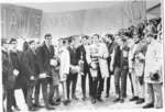 Waterloo Lutheran University basketball coach Howard Lockhart and team with national championship trophy