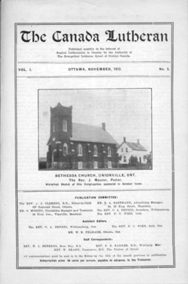 The Canada Lutheran, vol. 1, no. 5, November 1912