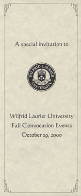 Wilfrid Laurier University 2000 fall convocation invitation