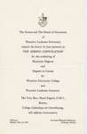 Waterloo Lutheran University 1965 spring convocation ceremony and baccalaureate service invitation