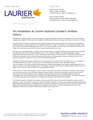 122-2012 : Art installation at Laurier explores Canada's wireless history