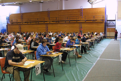 Students writing exams at Wilfrid Laurier University