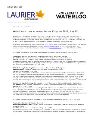 87-2012 : Waterloo and Laurier researchers at Congress 2012, May 29