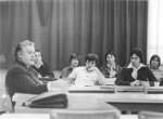 Glenn Carroll and students in classroom