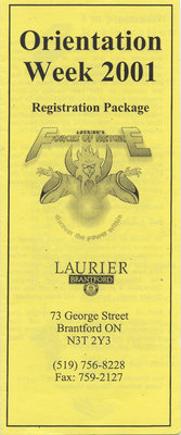 Laurier Brantford Orientation Week pamphlet, 2001