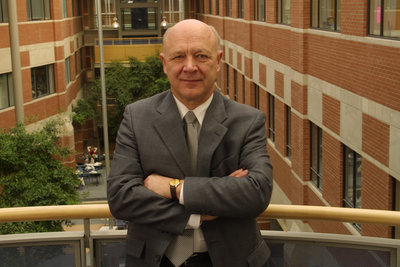 Art Szabo standing in Science Building, Wilfrid Laurier University