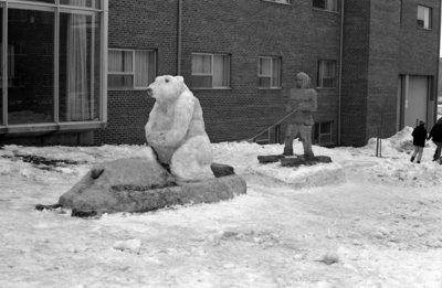 Snow sculptures at Waterloo Lutheran University Winter Carnival 1968