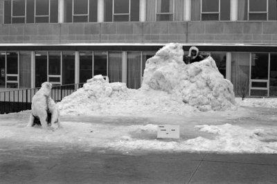 Snow sculptures at Waterloo Lutheran University Winter Carnival, 1968