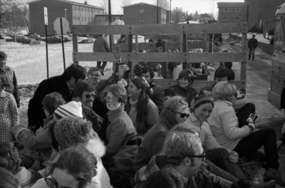 Waterloo Lutheran University Winter Carnival hayride, 1970