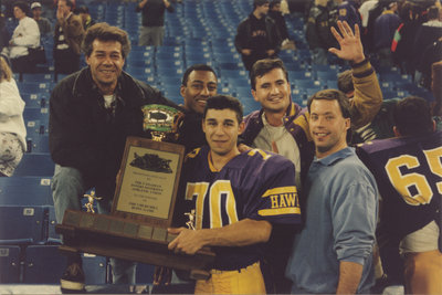 Spiros Anastasakis holding Churchill Bowl