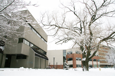 Wilfrid Laurier University campus during the winter