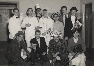 Eleven Waterloo College students dressed in costumes