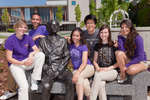 Laurier Ambassadors gathered around the Sir Wilfrid Laurier statue
