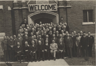 Evangelical Lutheran Synod of Canada members in front of Lutheran Church