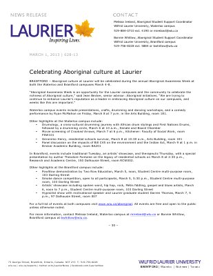 28-2013 : Celebrating Aboriginal culture at Laurier