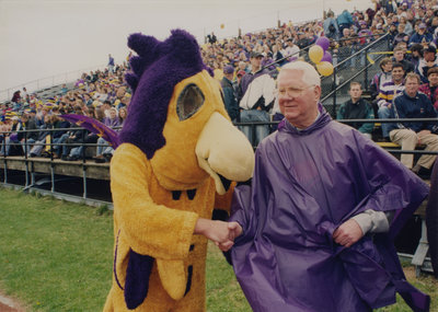 The Hawk shaking hands with Fred Nichols