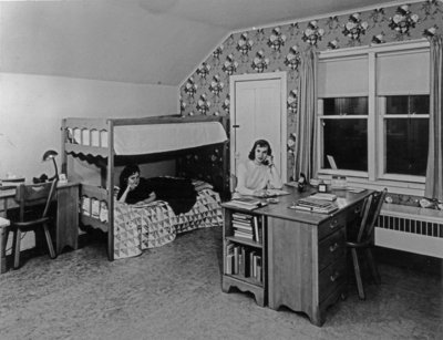 Waterloo College students in Conrad Hall residence room