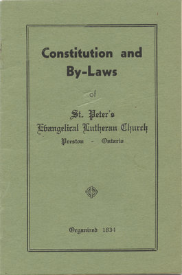 Constitution and by-laws of St. Peter's Evangelical Lutheran Church, Preston, Ontario