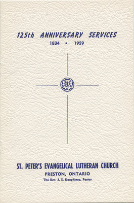 125th Anniversary services, St. Peter's Evangelical Lutheran Church, Preston, Ontario